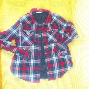 Vanilla Star Navy & Red long sleeve warm flannel